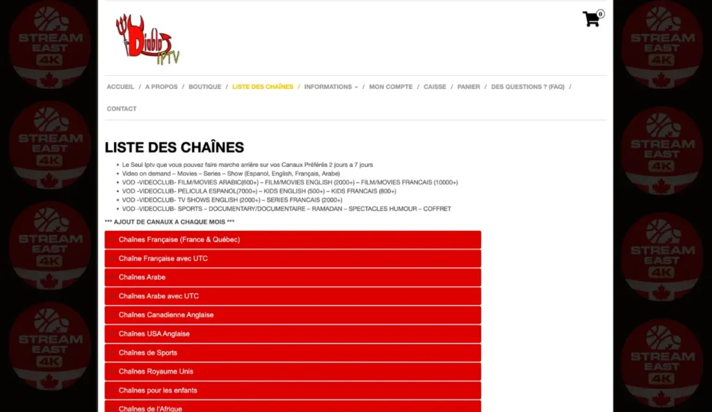 Full Diablo IPTV Channel List Breakdown - StreamEast 4K